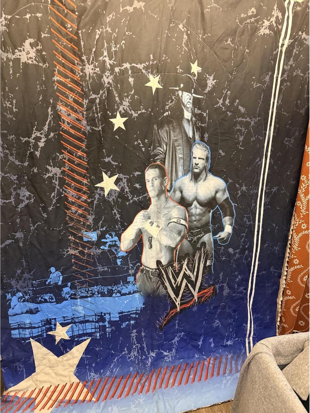 WWE Comforter Featuring John Cena, Triple H & The Undertaker, 2008, Rare Vintage